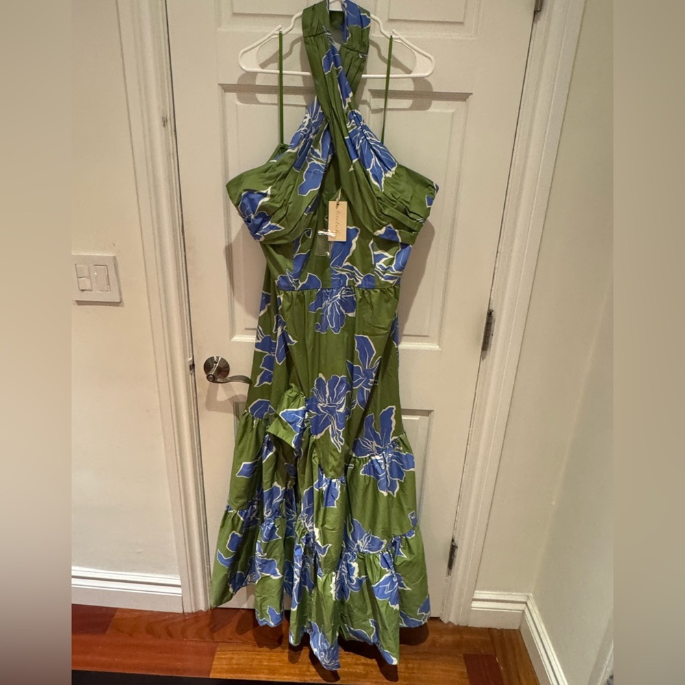 NWT Hutch Floral Stretch Cotton Halter Maxi Dress Size 16W - Picture 7 of 9